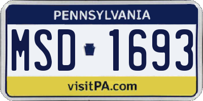 PA license plate MSD1693