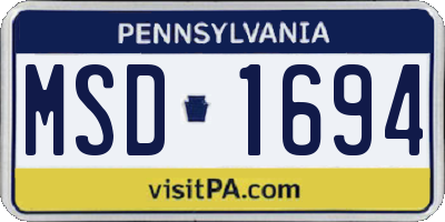 PA license plate MSD1694
