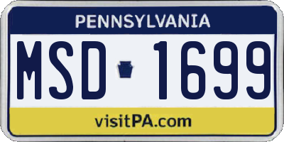 PA license plate MSD1699