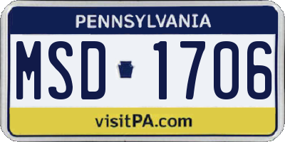PA license plate MSD1706