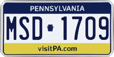 PA license plate MSD1709