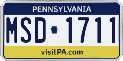 PA license plate MSD1711