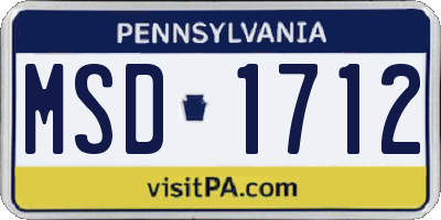 PA license plate MSD1712
