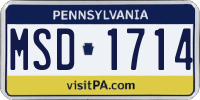 PA license plate MSD1714