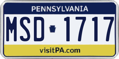 PA license plate MSD1717