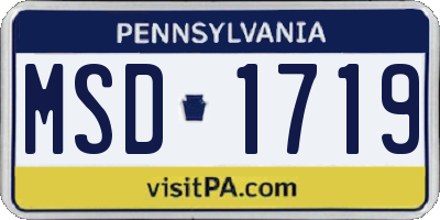 PA license plate MSD1719