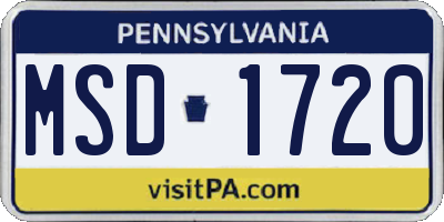 PA license plate MSD1720