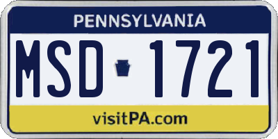 PA license plate MSD1721