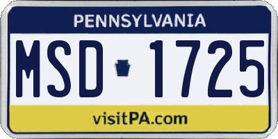 PA license plate MSD1725