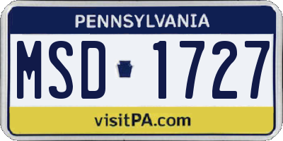 PA license plate MSD1727