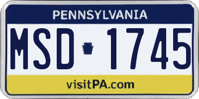 PA license plate MSD1745