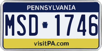 PA license plate MSD1746