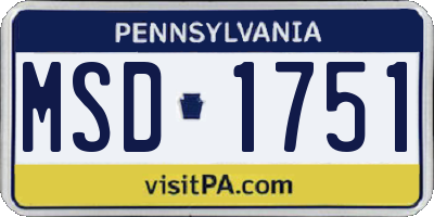 PA license plate MSD1751