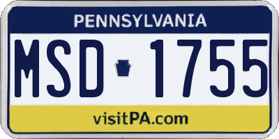 PA license plate MSD1755