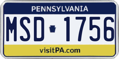 PA license plate MSD1756
