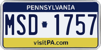PA license plate MSD1757