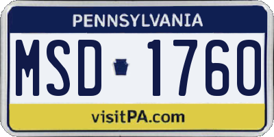 PA license plate MSD1760