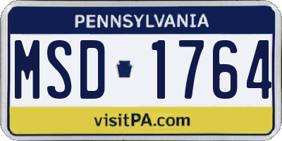 PA license plate MSD1764