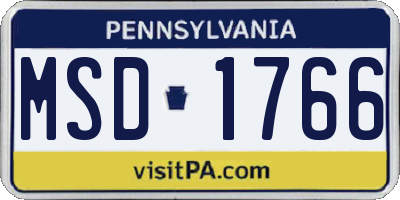 PA license plate MSD1766