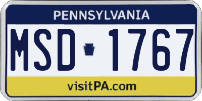 PA license plate MSD1767