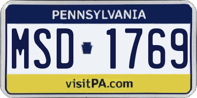 PA license plate MSD1769