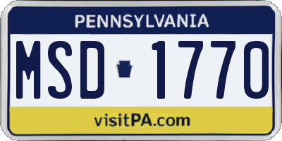PA license plate MSD1770