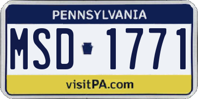 PA license plate MSD1771