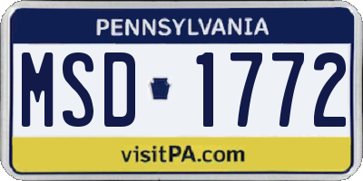 PA license plate MSD1772