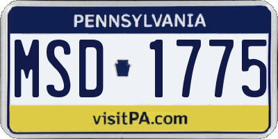 PA license plate MSD1775
