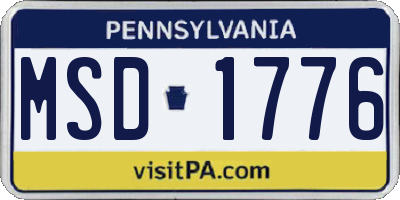 PA license plate MSD1776
