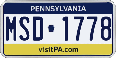 PA license plate MSD1778