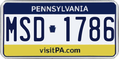 PA license plate MSD1786
