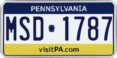 PA license plate MSD1787