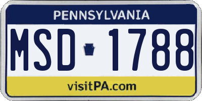 PA license plate MSD1788