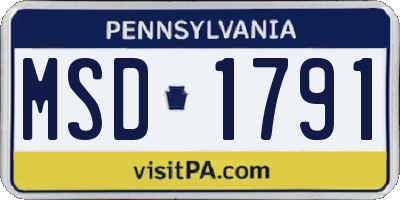 PA license plate MSD1791