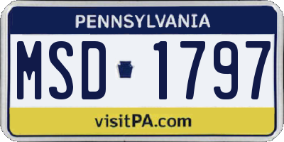 PA license plate MSD1797