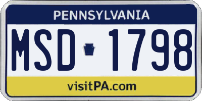 PA license plate MSD1798
