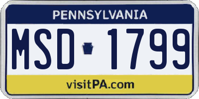 PA license plate MSD1799