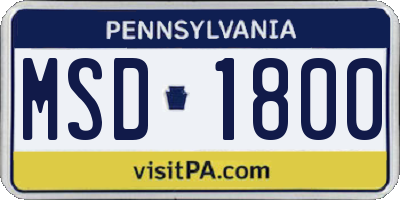 PA license plate MSD1800