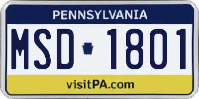 PA license plate MSD1801