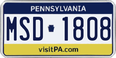 PA license plate MSD1808