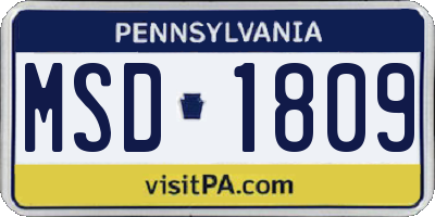 PA license plate MSD1809