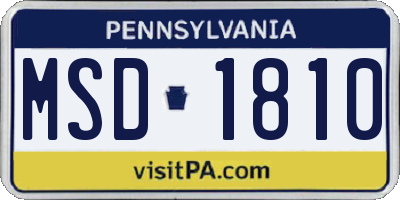 PA license plate MSD1810