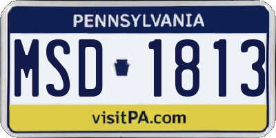 PA license plate MSD1813