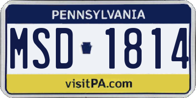 PA license plate MSD1814