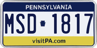 PA license plate MSD1817