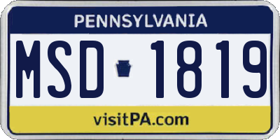 PA license plate MSD1819