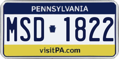 PA license plate MSD1822