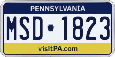 PA license plate MSD1823