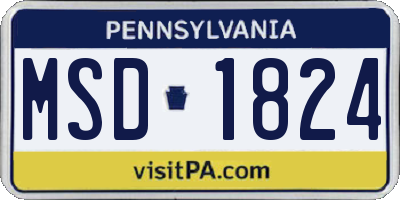 PA license plate MSD1824
